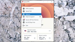 Selecting Options in the ExpressVPN Windows app