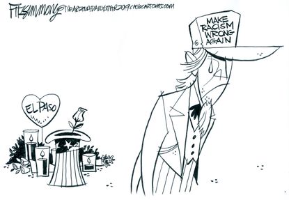 Political Cartoon U.S. El Paso Uncle Sam Crying Make Racism Wrong Again