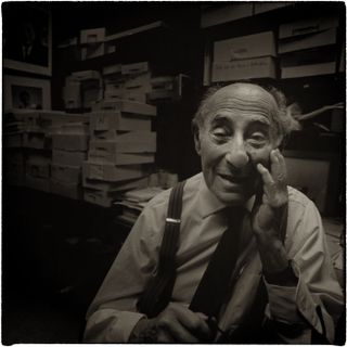 Alfred Eisenstaedt in his office at theTime-Life Building, NewYork City, 1991