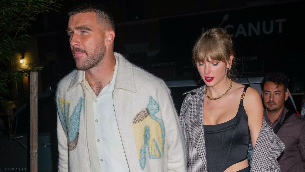 Taylor Swift and Travis Kelce attend the SNL Season Premiere party