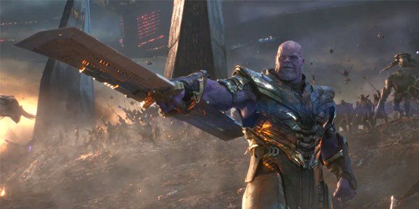 Thanos holding his giant blade in Avengers Endgame