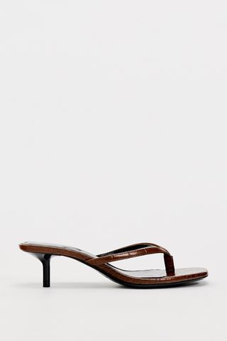 Zara strappy minimalist sandals in brown leather 