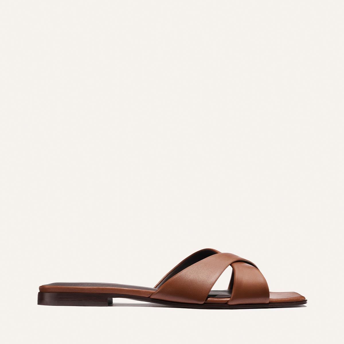 The Selene Flat Sandal - Cognac Nappa