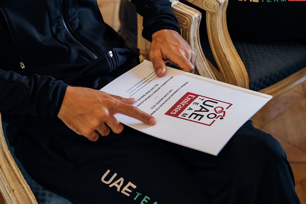 The riders and staff were presented with the team's rules