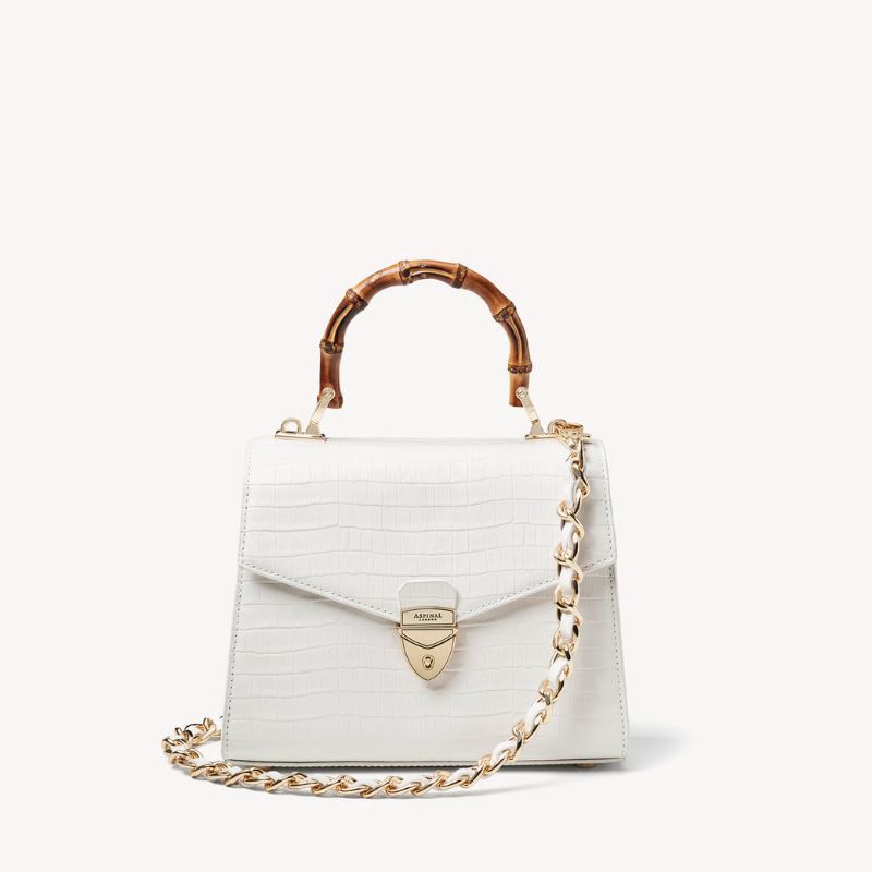 Aspinal Midi Mayfair&amp;reg; 2Deep Shine Chalk White Small Croc