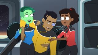 Tendi, Rutherford, and Mariner in Star Trek: Lower Decks.