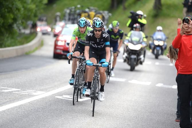 Team Sky's David Lopez Garcia and Chris Froome