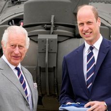 King Charles and Prince William pose while wears matching blue, red and white ties