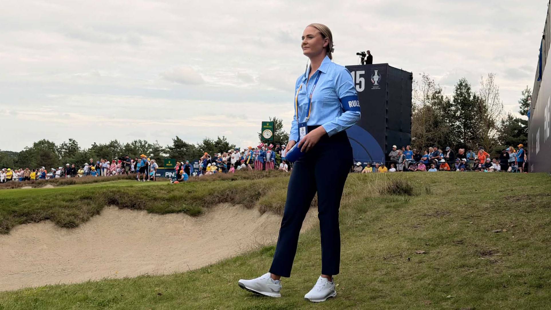 Elizabeth Mallett refereeing at the Solheim Cup 2026