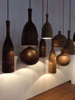 Oak and walnut hanging lamps