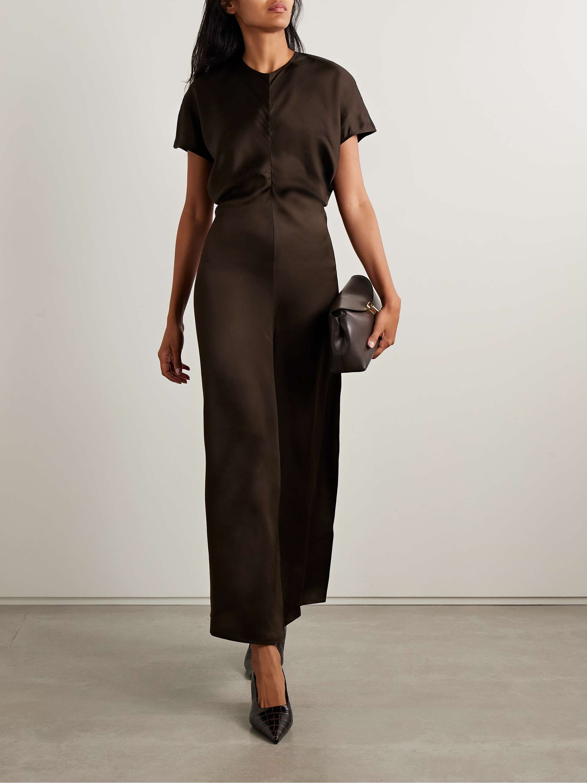 Draped Satin Maxi Dress