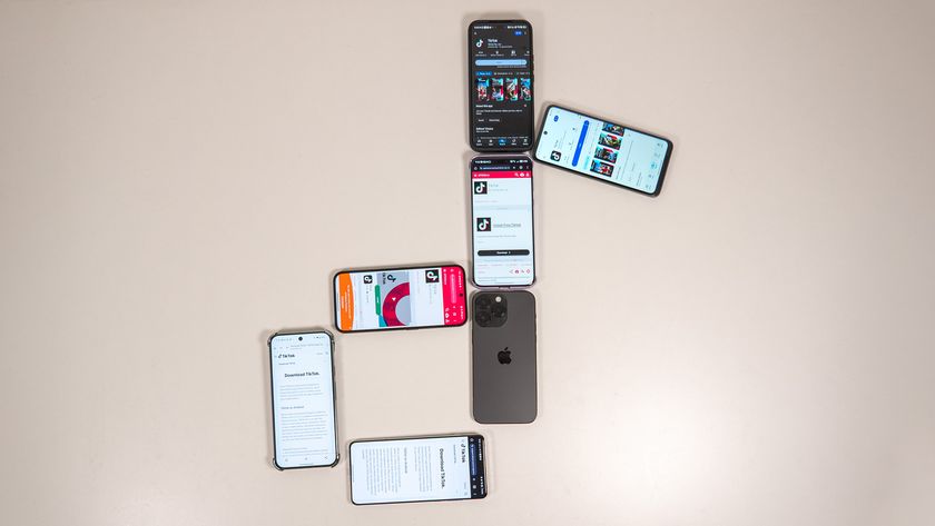 Demonstrating the many ways to download TikTok on an Android phone while an iPhone sits face down