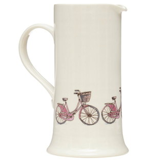 bicycle printed large white jug