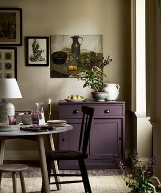Large chawton sideboard in purple with round dining table by Neptune