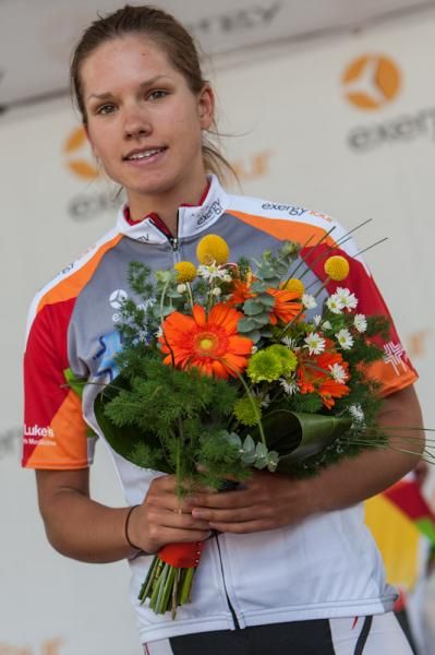 Jasmine Glaesser (Canada) on the podium for the best overall young rider.