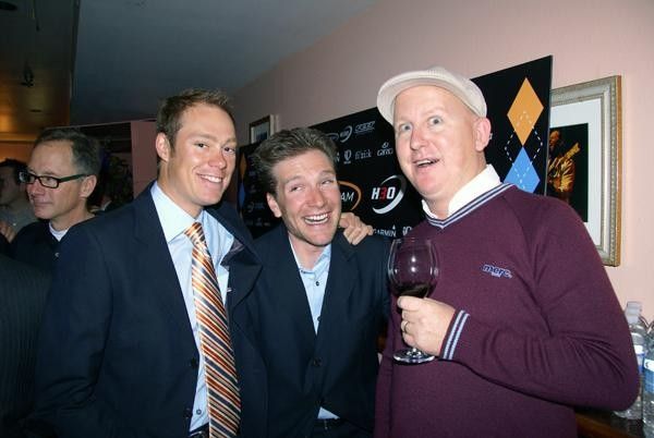 Tom Danielson, Dave Zabriskie, and Chuck Platt of Giro represent the mood of the evening.