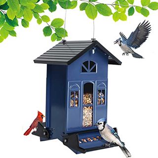 house-shaped bird feeder