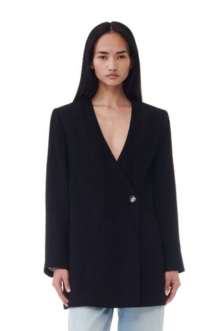 Black Viscose Boxy Blazer