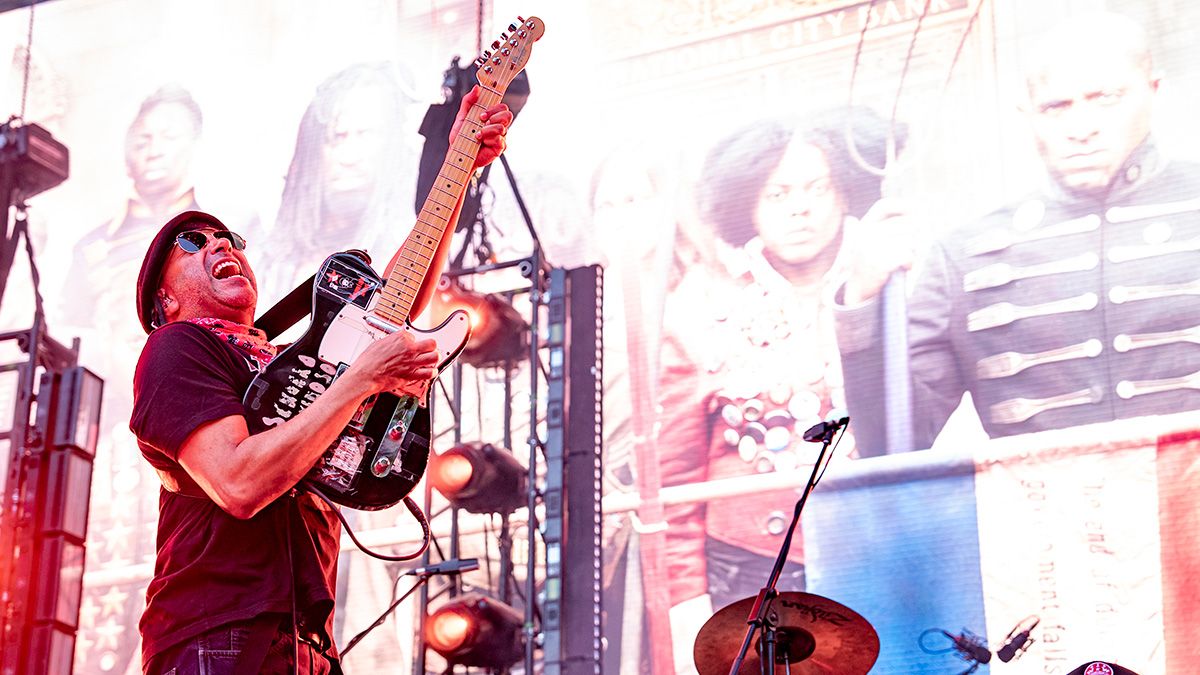 Tom Morello performs at Lucca Summer Festival on July 06, 2024 in Lucca, Italy