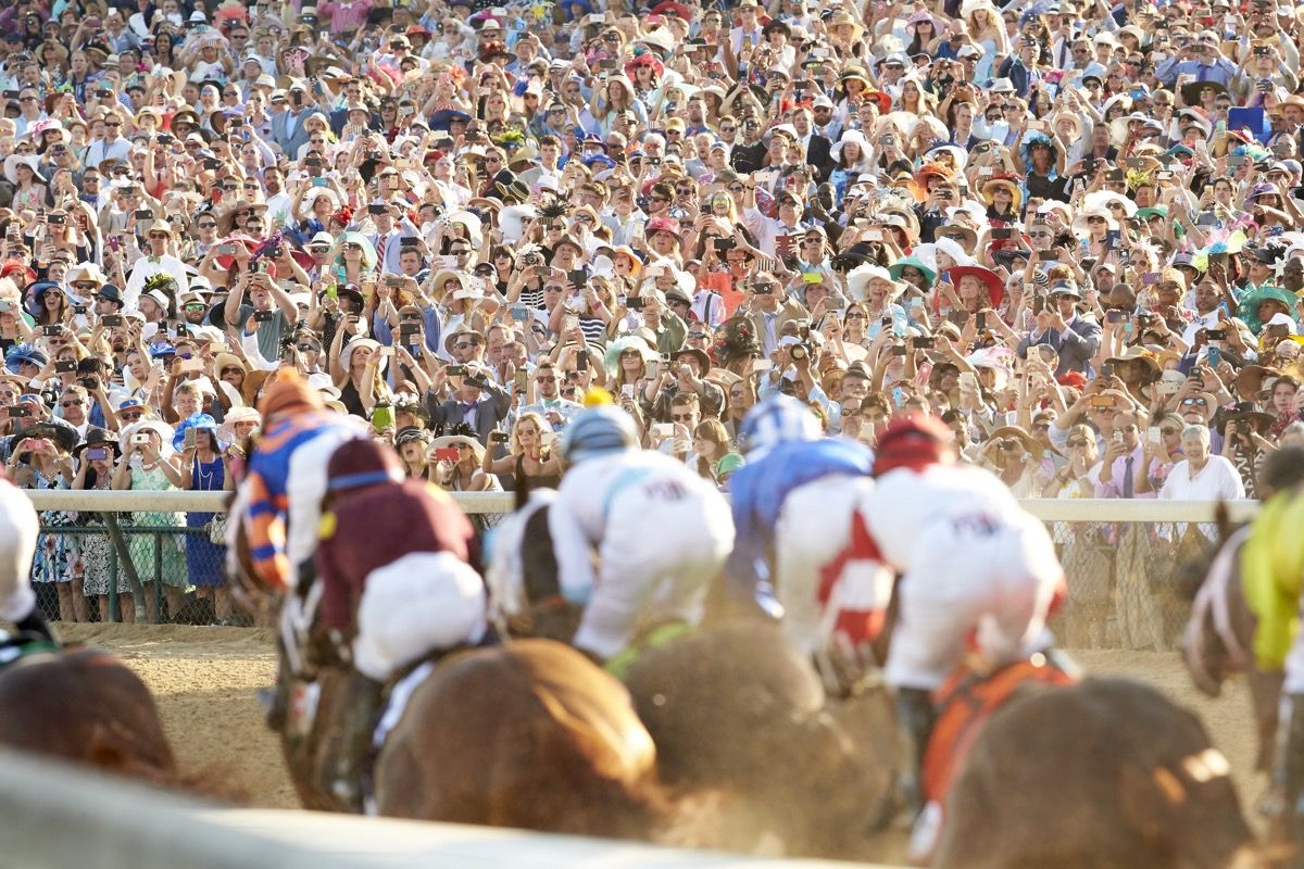 Spectators watching the Kentucky Derby in 2016.