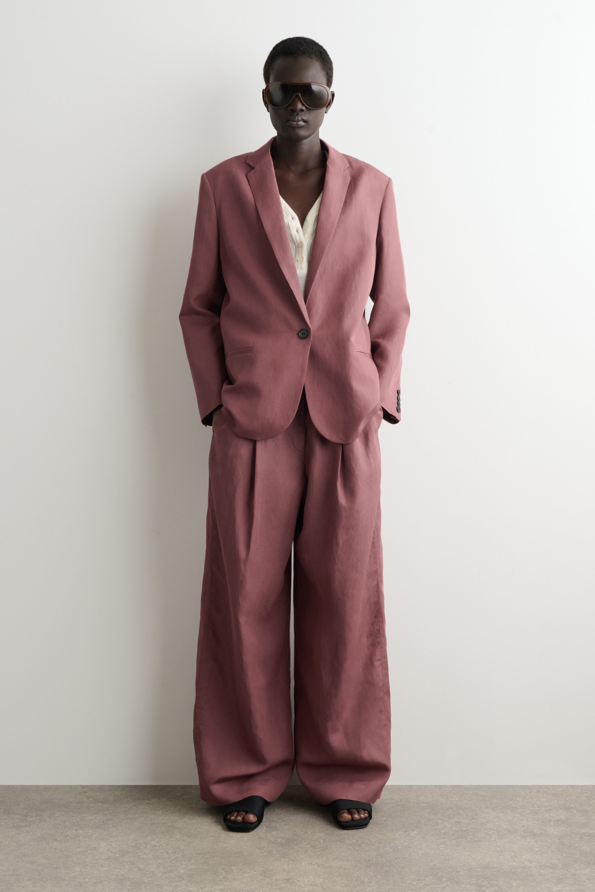 Linen-Blend Single-Breasted Blazer