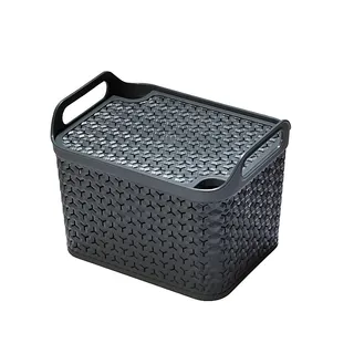 Strata Urban Dark Grey Plastic Stackable Storage Basket & Lid (h)23cm (w)23.5cm (d)30.5cm