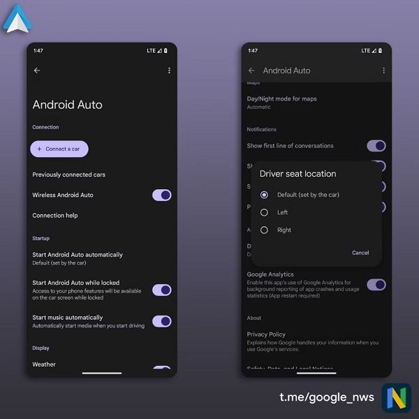 Android Auto's Material You redesign for settings.