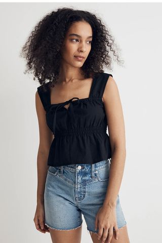 Madewell Smocked Tie-Front Tank Top