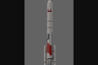 lego rendition of vulcan centaur rocket