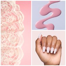 lace nails on a pink background