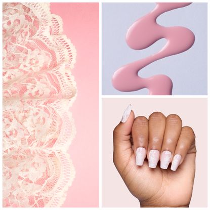 lace nails on a pink background