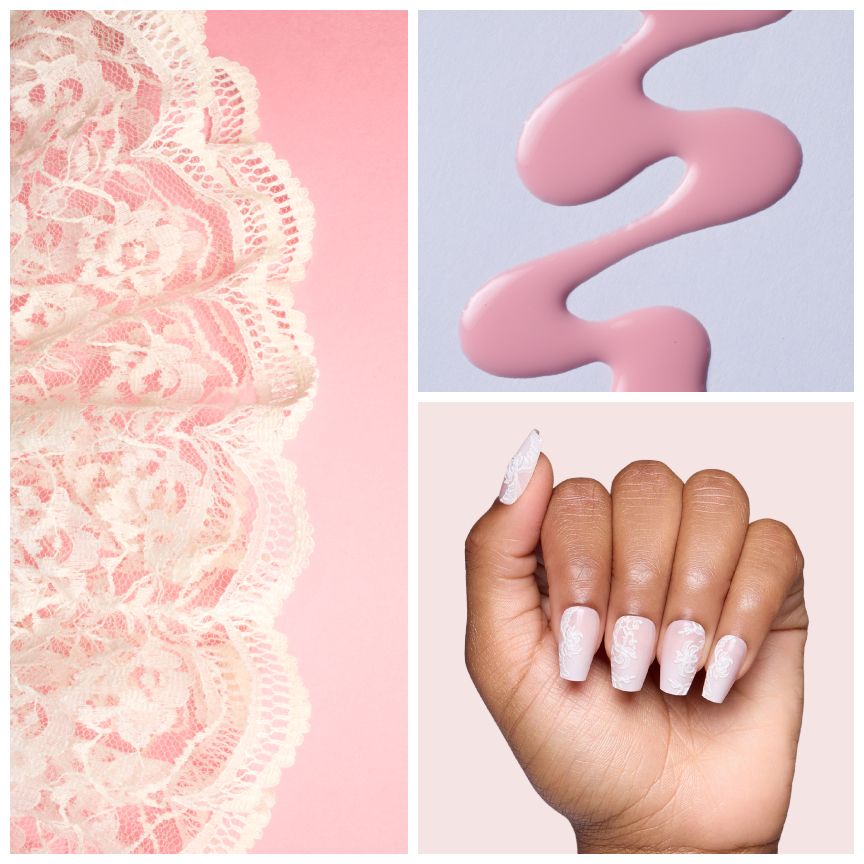 lace nails on a pink background