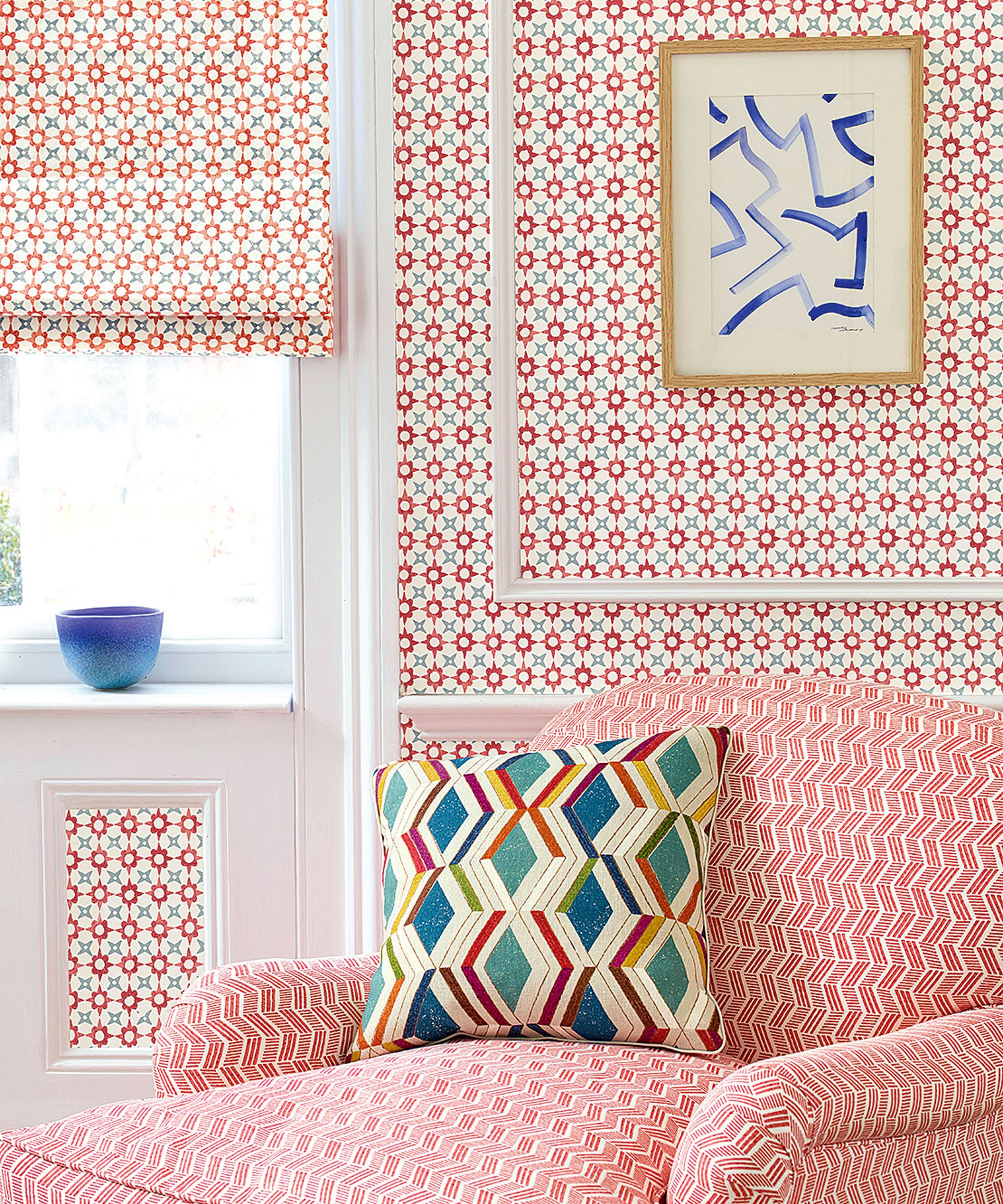Living room with geometric pattern