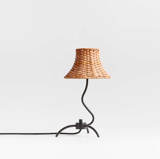 Wavy lamp with rattan shade.