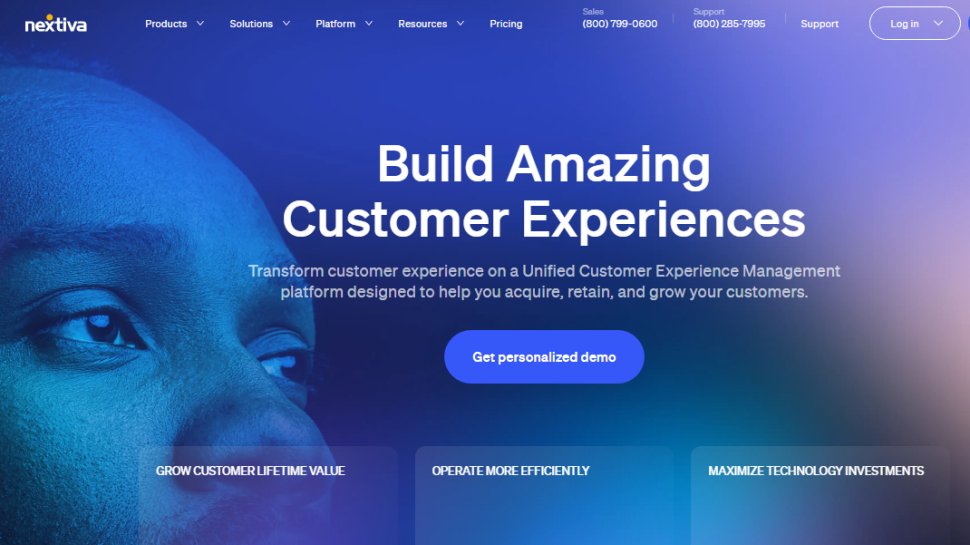 Website screenshot of Nextiva (November, 2025)