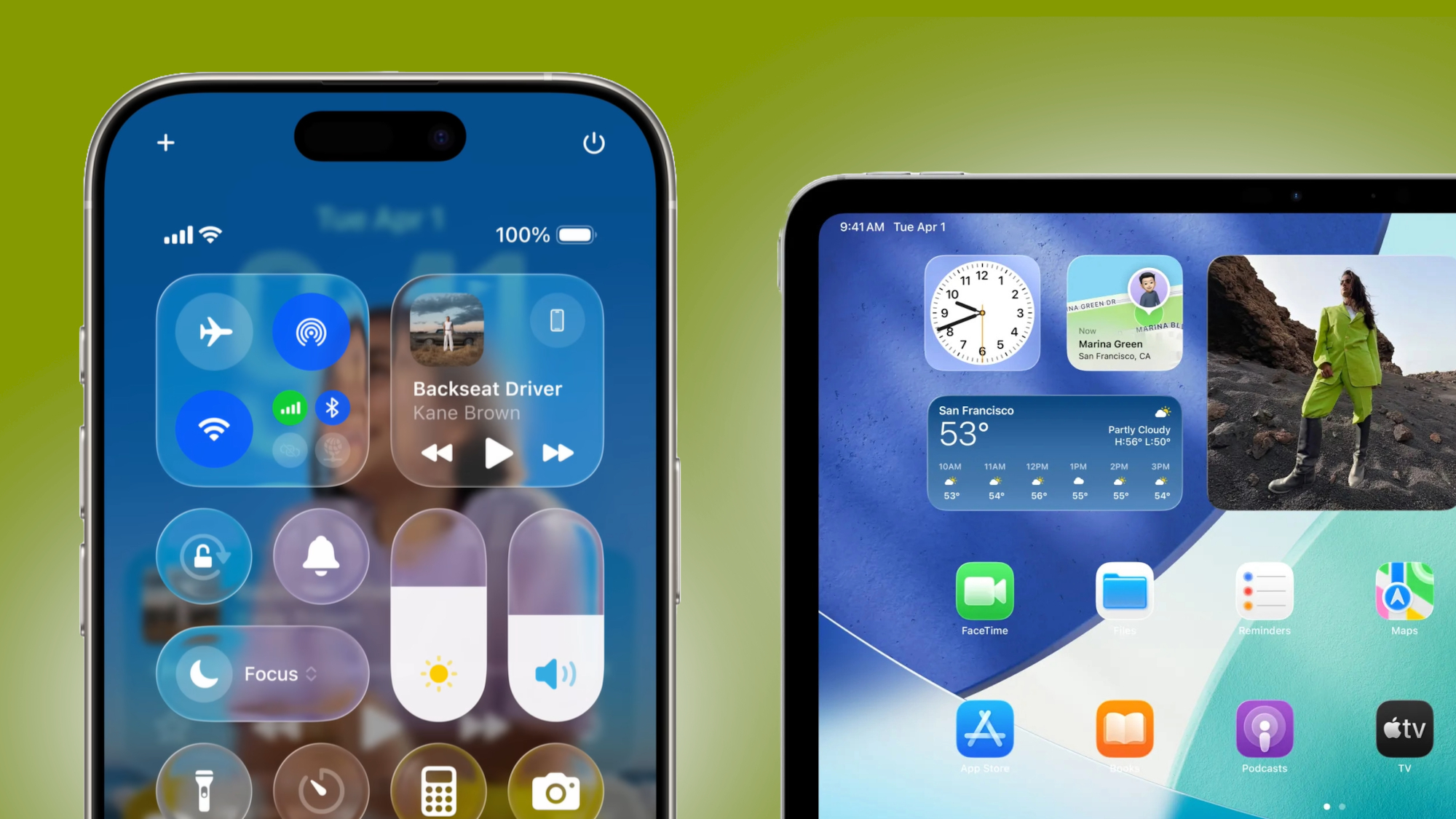 An iPhone displaying iOS 26 and an iPad displaying iPadOS 26