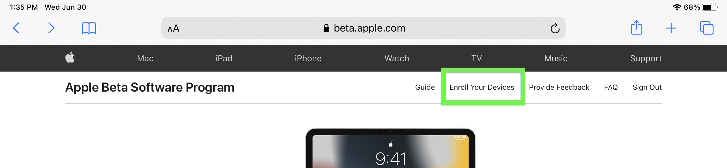 iPadOS 15 beta 5. Tap Enroll Your Devices