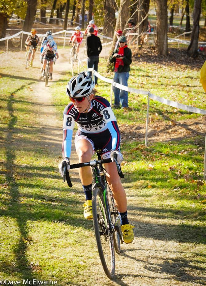 Amanda Miller (TIBCO) with a good gap over the field on lap one