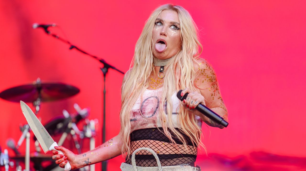 Kesha performs during Lollapalooza at Grant Park on August 01, 2024 in Chicago, Illinois.