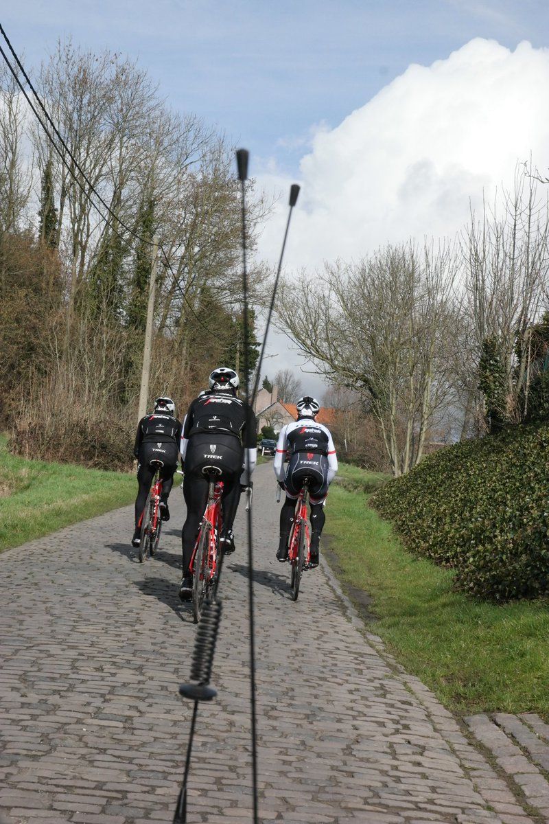 The Trek-Segafredo riders check out the Eikenberg