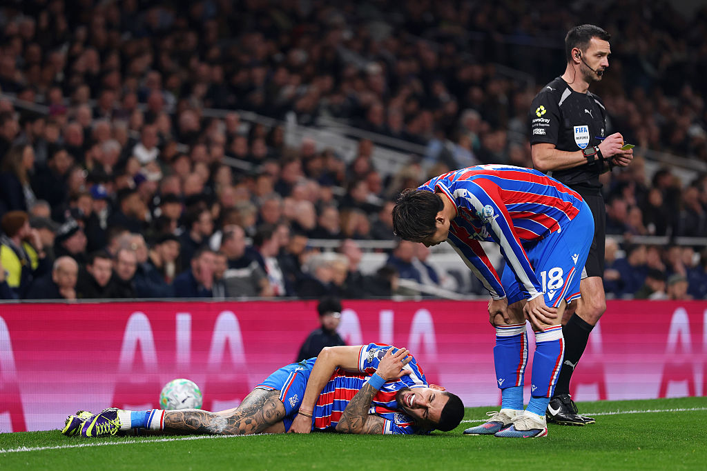 Daniel Munoz had to go off early on against Tottenham