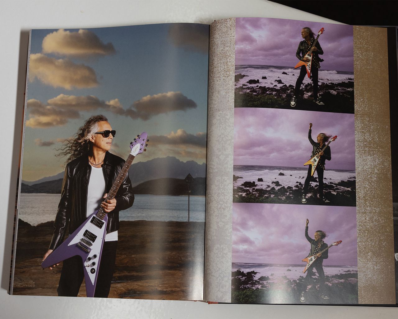 A photo spread from The Collection: Kirk Hammett, from Gibson Publishing