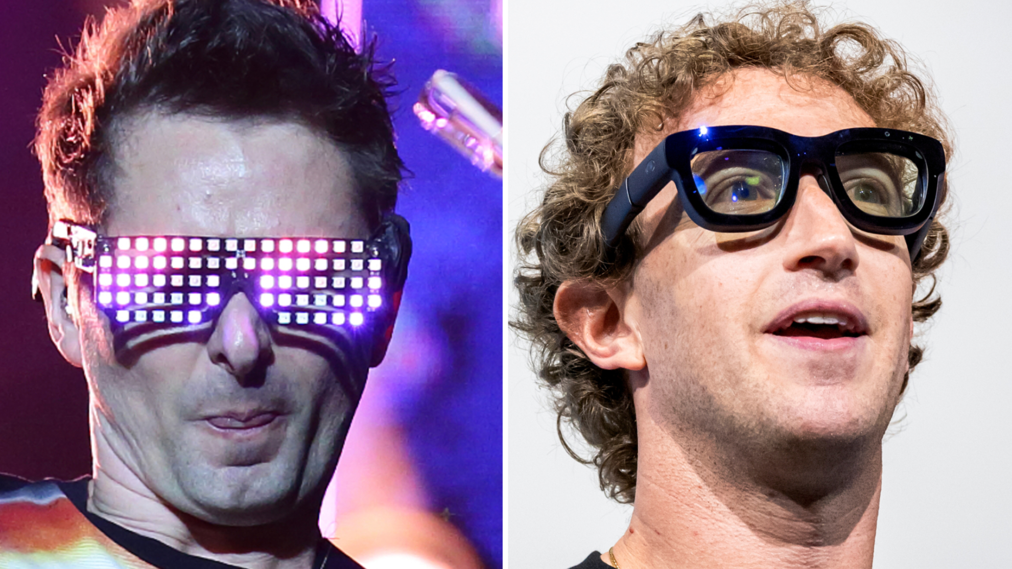 Matt Bellamy and Mark Zuckerberg composite image