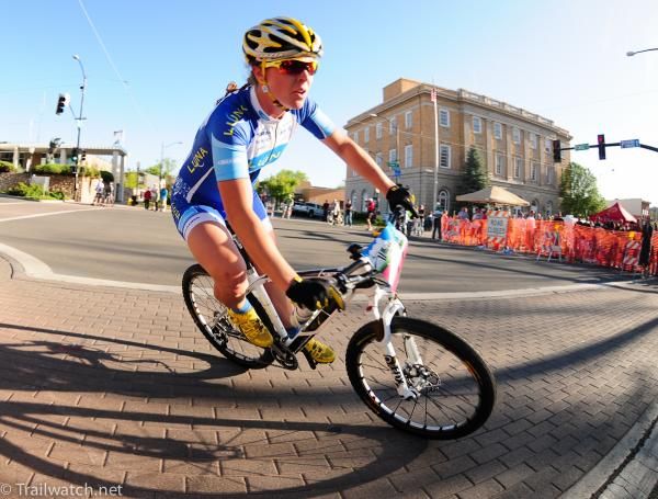 Teal Stetson-Lee (Luna Pro Team) riding in the top ten