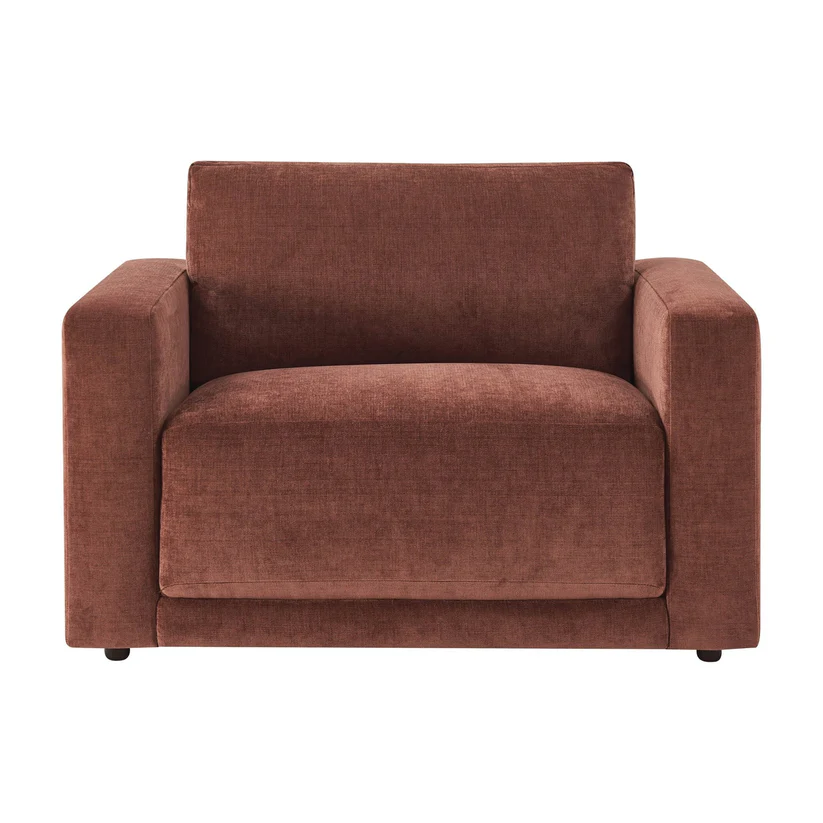 DUSK, Chicago Loveseat in Chenille Dark Rust