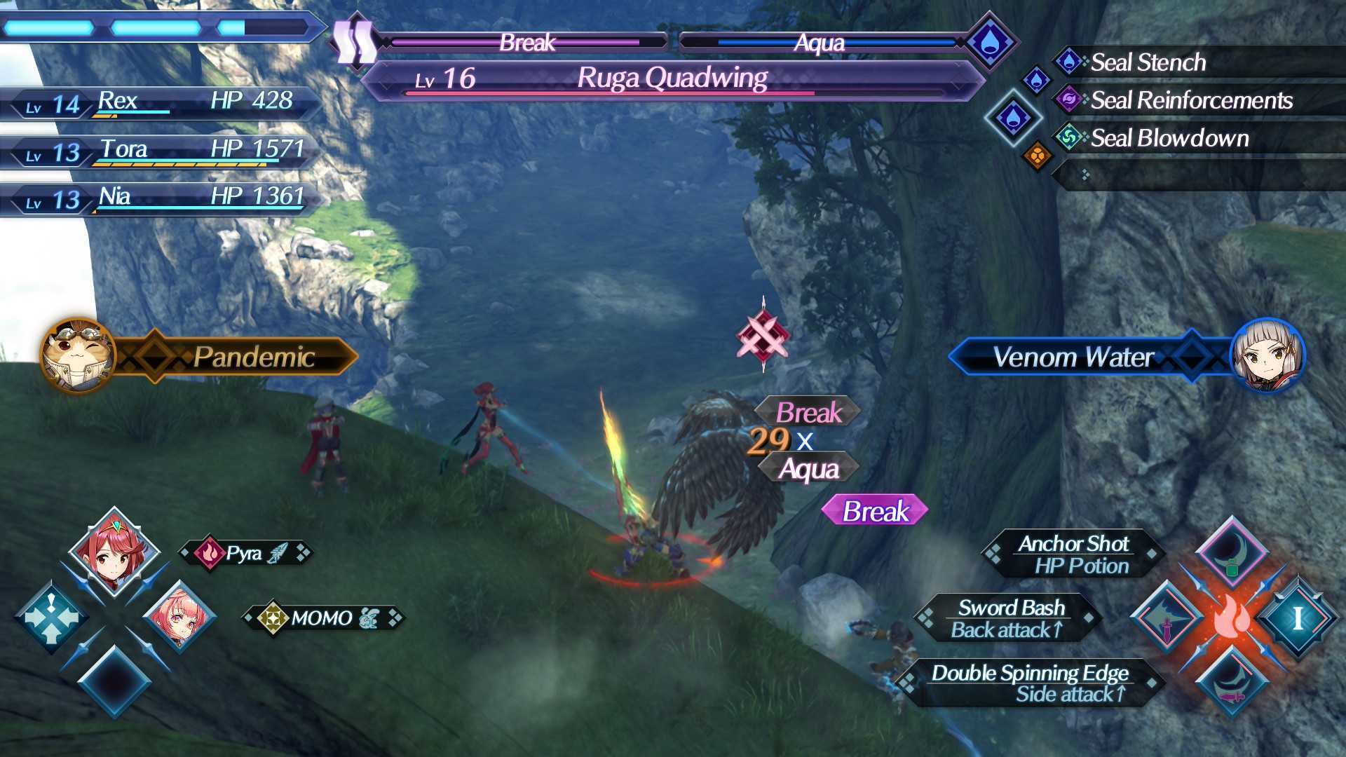 Xenoblade Chronicles 2 characters fighting a bird