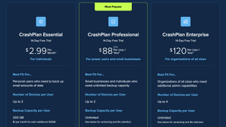 Pricing information for CrashPlan.