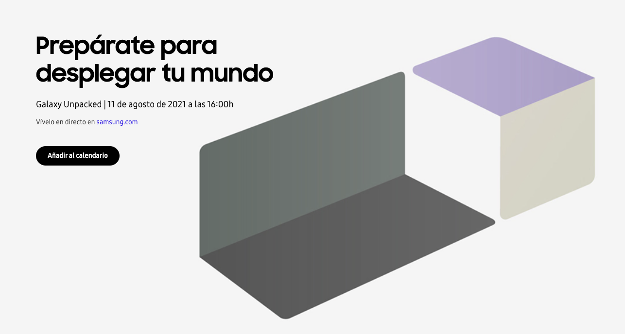 Portada invitación al evento Samsung Unpacked de agosto 2021