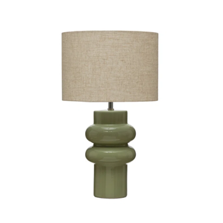 green table lamp with sculptural base