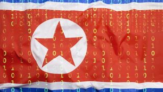north korea flag and computer code